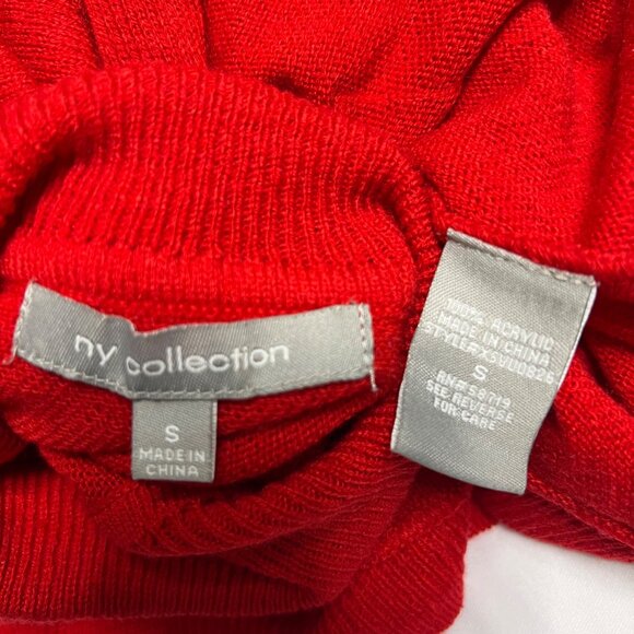 Ny Collection Red Asymmetrical Turtleneck Sweater Dress With Pockets Size S - Picture 7 of 11